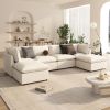 U_Style Modern Large U-Shape Sectional Sofa, 2 Large Chaise with Removable Ottomans, Convertible L-Shape Sectional Sofa with Stylish Piping Design,for