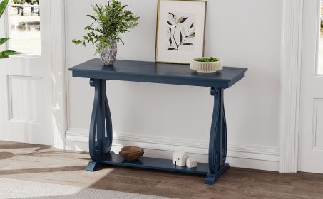 TREXM 48-Inch Rustic Vintage Console Table --- Farmhouse Style Entryway Table with Open Shelf and Sturdy Construction for Entryway and Living Room (Na