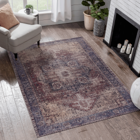 Area Rugs 6x9, Washable Rug, Low-Pile, Non-Slip, Non-Shedding, Foldable, Kid & Pet Friendly - Area Rugs for living room, bedroom, kitchen, dining room