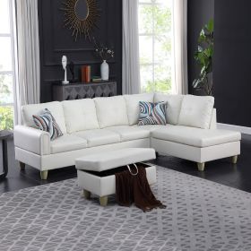 White Faux Leather Living Room Sofa Set B