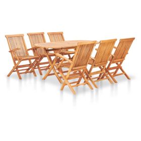 7 Piece Solid Teak Wood Folding Patio Dining Set