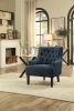 Modern Traditional Accent Chair Button Tufted BlueTextured Fabric Upholstery Solid Wood 1pc Living Room Furniture