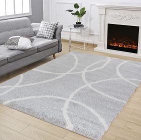 Loft Shag GC_CZY1002 Grey 5 ft. 3 in. x 7 ft. Shaggy Area Rug