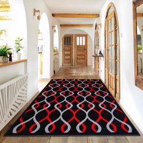 Jersey Area Rugs, Carpets For Livingroom, 7x10 Area Rugs ,3986 Black-Red