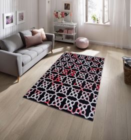 Jersey Area Rugs, Carpets For Livingroom, 7x10 Area Rugs ,3989 Black-Red