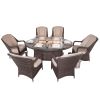 Direct Wicker Outdoor 7-Piece Patio Gas Fire Pit Dining Set