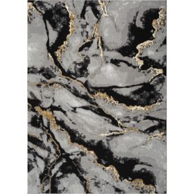 "Tali" Luxury Area Rug in Grey and Black Abstract Design