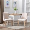 Set of 2 Fabric Dining Chairs Leisure Padded Chairs with Rubber Wood Legs,Nailed Trim, Beige