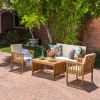 4-Piece Acacia Wood Outdoor Chat Set