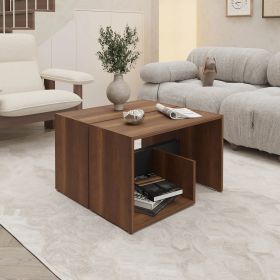 Walnut Black Coffee Table with Open Storage