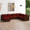 7 Piece Poly Rattan Patio Lounge Set with Cushions