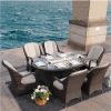 Direct Wicker Outdoor 7-Piece Patio Gas Fire Pit Dining Set