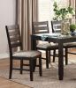 7pc Dining Set Brown Finish Table and 6 Side Chairs Beige Upholstery Seat Ladder Back Wooden Kitchen Dining Furniture