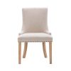 Set of 2 Fabric Dining Chairs Leisure Padded Chairs with Rubber Wood Legs,Nailed Trim, Beige