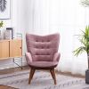 Leiria Contemporary Silky Velvet Tufted Accent Chair with Ottoman, Mauve