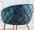 Gorgeous Living Room Accent Chair 1pc Button-Tufted Back Covering Blue Fabric Upholstered Metal Legs