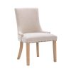 Set of 2 Fabric Dining Chairs Leisure Padded Chairs with Rubber Wood Legs,Nailed Trim, Beige