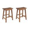 Farmhouse Rustic 2-piece Counter Height Wood Kitchen Dining Stools for Small Places, Walnut