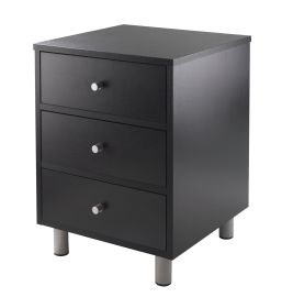 Daniel Accent Table with 3 Drawers; Black Finish