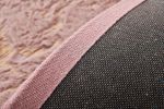 Luxury Machine Washable Dust Pink Abstract Gold-Gilded Chinchilla Faux Fur Area Rug