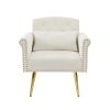 OFF WHITE velvet armchair with metal legs