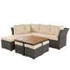 U_STYLE 10-Piece Outdoor Patio Furniture Set – Modern Conversation Set with Ottomans & Solid Wood Coffee Table