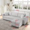 106.3" Soft Rabbit Plush 3-Person Sofa. Matches 30.7" Ottoman with Hydraulic Lift. Comfortable & Stylish. For Bedroom & Living Room. Light Gray. Moder