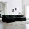 U-Shaped Sectional Sofa w/Reversible Footrest, 5-Seater Convertible Corner Couch with 2 Ottomans ,Modern Minimalist Soft Sofa & Couch for Living Room