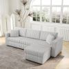 106.3" Soft Rabbit Plush 3-Person Sofa. Matches 30.7" Ottoman with Hydraulic Lift. Comfortable & Stylish. For Bedroom & Living Room. Light Gray. Moder