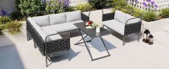 5-Piece Modern Patio Sectional Sofa Set Outdoor Woven Rope Furniture