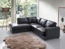 Geralyn Black Leather Sectional Sofa w/ 2 Matching Color Toss Pillows