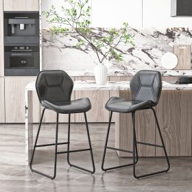 Set of 2, Leather Bar Chair with High-Density Sponge, PU Chair Counter Height Pub Kitchen Stools for Dining room,homes,bars, kitchens,Gray