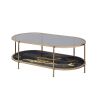 Fiorella Black Marble Print, Glass & Champagne Finish Coffee Table