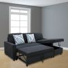 Black Flannelette 2-Piece Couch Living Room Sofabed