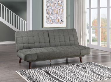 Elegant Three-in-One Lounger Sofa Sleeper Dark Gray Chenille Fabric Upholstered Attached Cushions Adjustable Arms Casual Living Room Furniture