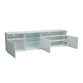 TV Stand High Gloss Doors Modern TV Stand LED (White)