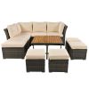 U_STYLE 10-Piece Outdoor Patio Furniture Set – Modern Conversation Set with Ottomans & Solid Wood Coffee Table