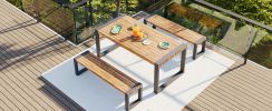 GO 3-pieces Outdoor Dining Table With 2 Benches