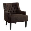 Modern Traditional Accent Chair Button Tufted Chocolate-hued Textured Fabric Upholstery Solid Wood 1pc Living Room Furniture