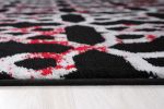 Jersey Area Rugs, Carpets For Livingroom, 7x10 Area Rugs ,3989 Black-Red