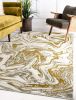 "Paz" Luxury Area Rug in Beige and Gold Abstract Design