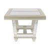 Glamorous Style Trestle Dining Table 1pc Glass Insert Top Decor Extension Leaf Champagne Finish Dining Room Furniture