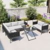 5-Piece Modern Patio Sectional Sofa Set Outdoor Woven Rope Furniture