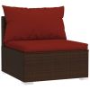 7 Piece Poly Rattan Patio Lounge Set with Cushions