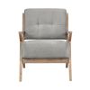 Modern Tufted Back Accent Chair 1pc Gray Upholstery Antique Finish Solid Rubberwood Unique Design Furniture