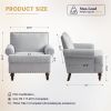 Accent Chair, Retro Living Room Chairs with Soft Cushion, Mid Century Modern Arm Chair, Comfy Upholstered Reading Sofa Chair, Grey