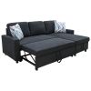 Black Flannelette 2-Piece Couch Living Room Sofabed