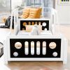 Twin Size Classic Car-Shaped Platform Bed with Wheels,White