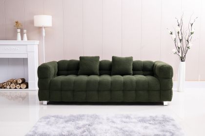 [New+Video]2146 Sofa includes two pillows 80" green fleece for living room bedroom