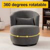 Grey Plush Swivel Accent Chair - Contemporary Round Armchair with 360° Rotation and Metal Base for Living Room Elegance